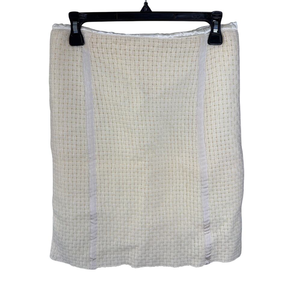 087 Milly Wool Blend Textured Ivory Skirt Size 4‎ Career Classic